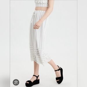 American Eagle Eyelet Trim Cropped Wide Leg Pant